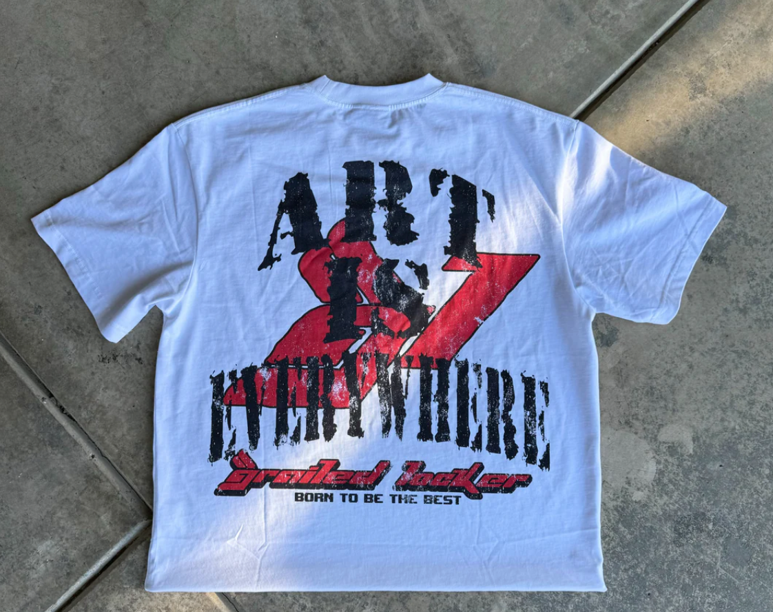 Drop Shoulder Graphic T-Shirt - "ART IS EVERYWHERE TEE" (WHITE) - The Fashion Center