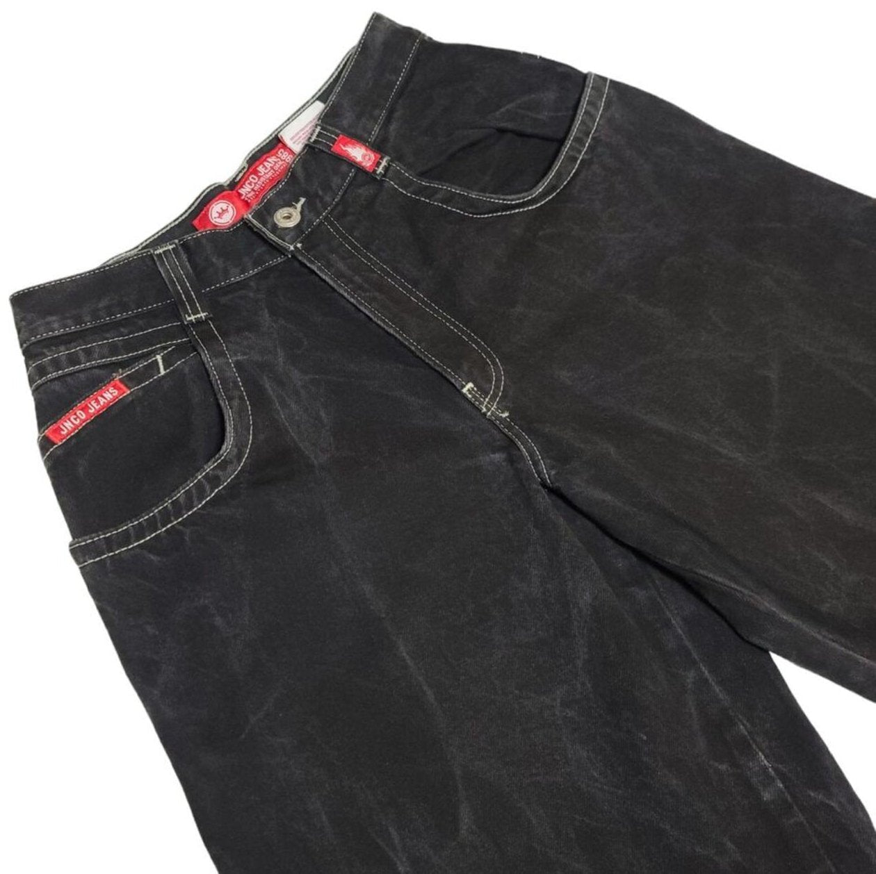 JNCO Baggy Washed Black Denim Jeans Blue Crown - SN4KE CLOTHING